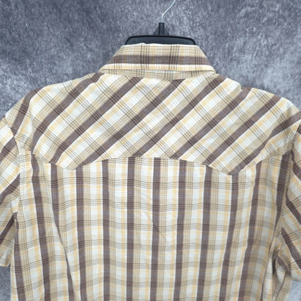 Levis Western Shirt Mens Large Yellow Plaid Pearl Snap‎ Cowboy Rodeo Vaquero